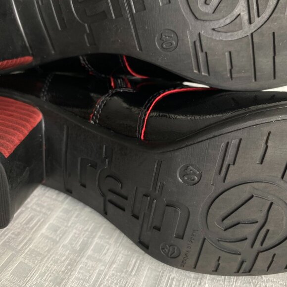 Remonte Patent Leather Black & Red Ankle Boots Sz 8.5 - Picture 13 of 16